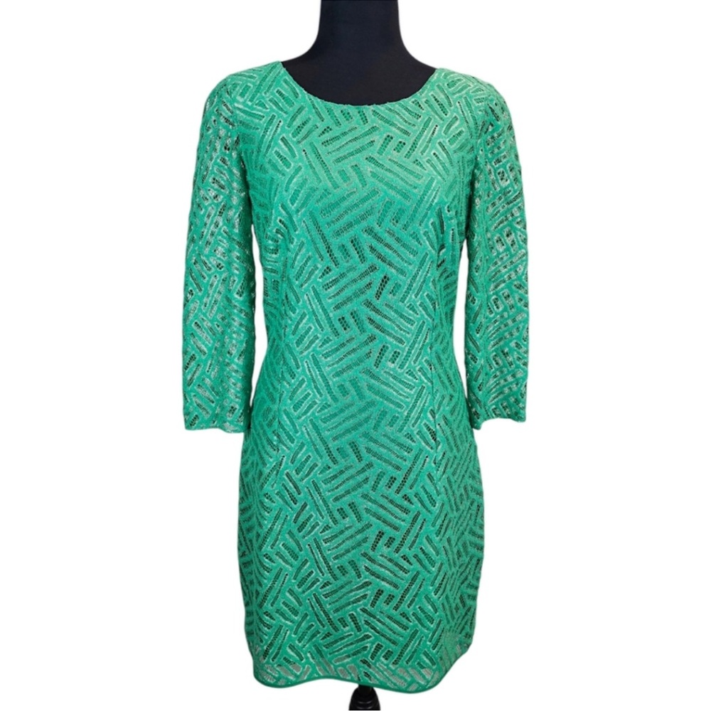 Lilly Pulitzer Camellia Fern Green Bamboo Geo Lace Spring Dress Sz 6 Kelly Green - Picture 2 of 6